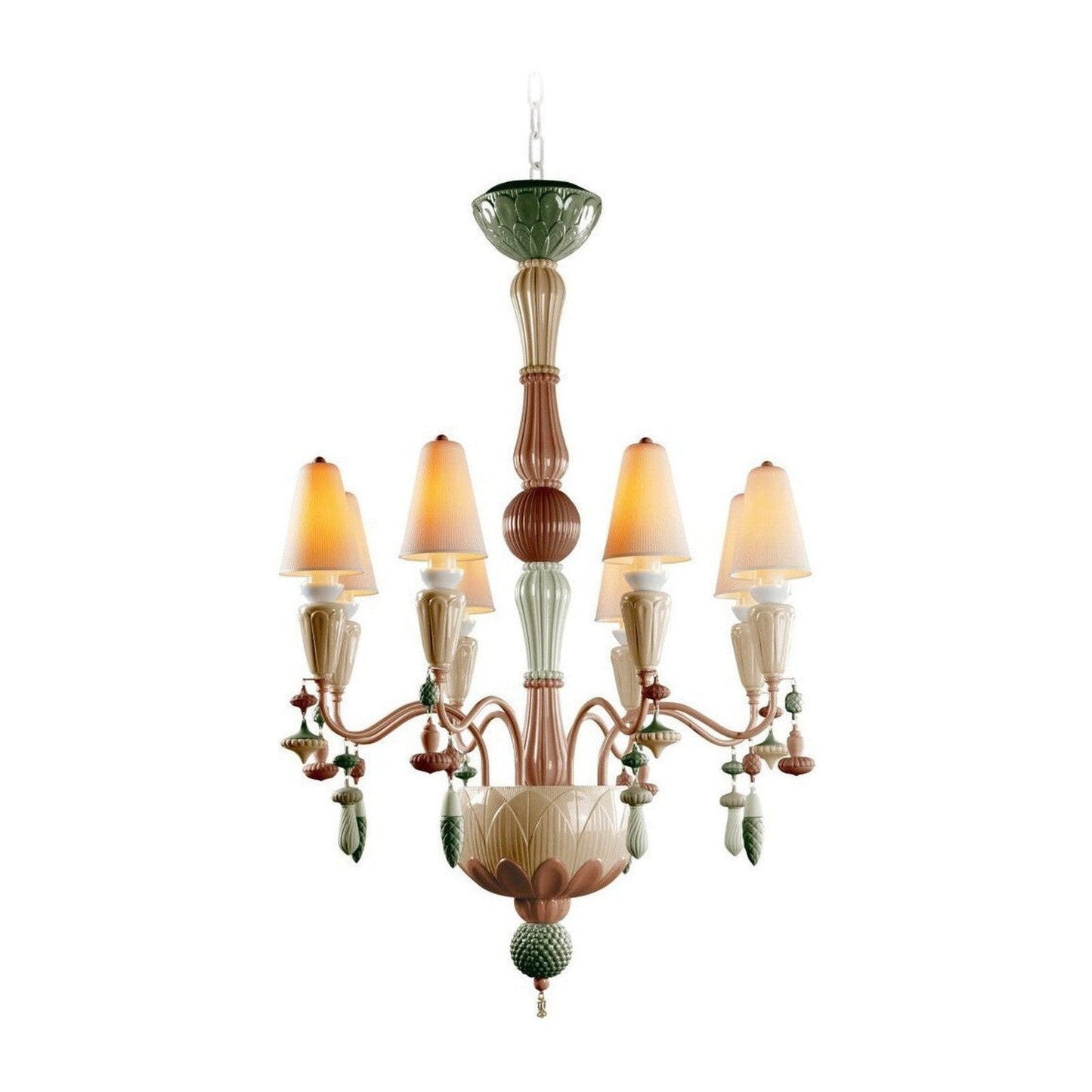 Botanical Porcelain Eight-Light Chandelier