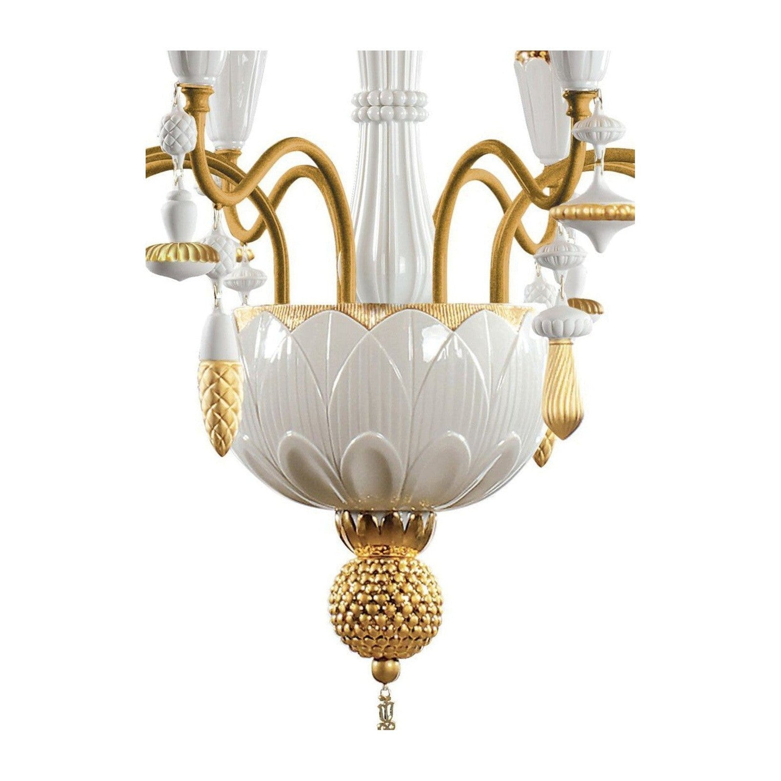 Botanical Porcelain Eight-Light Chandelier / White