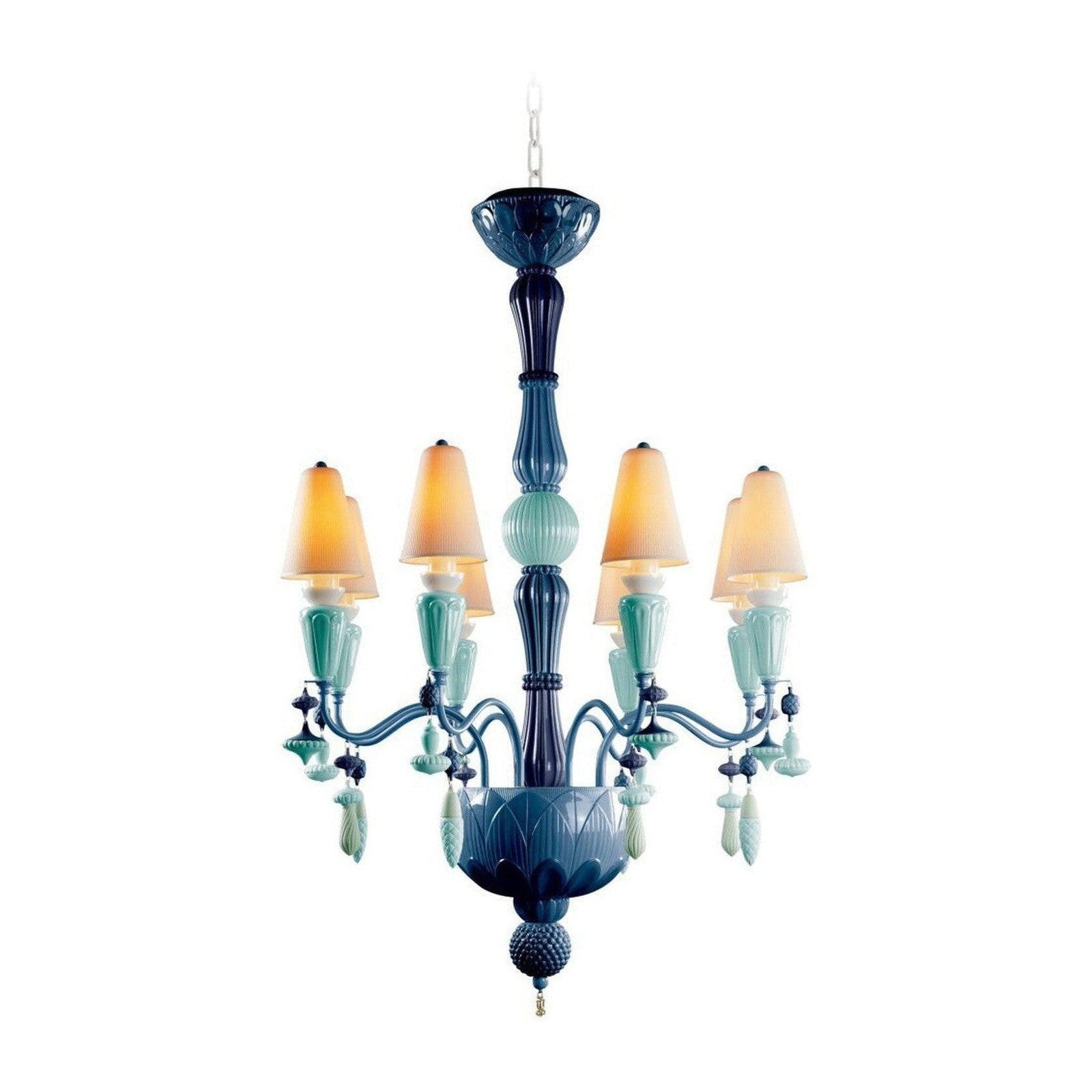 Botanical Porcelain Eight-Light Chandelier