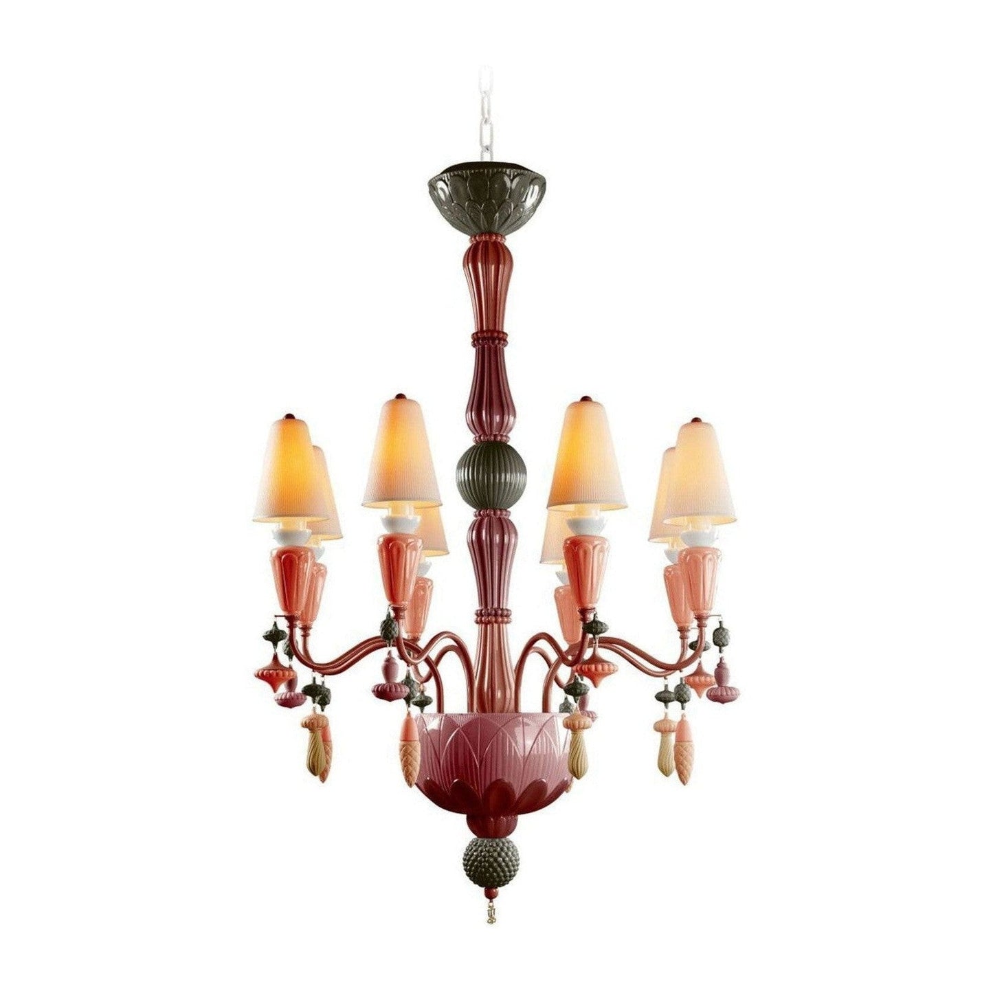 Botanical Porcelain Eight-Light Chandelier