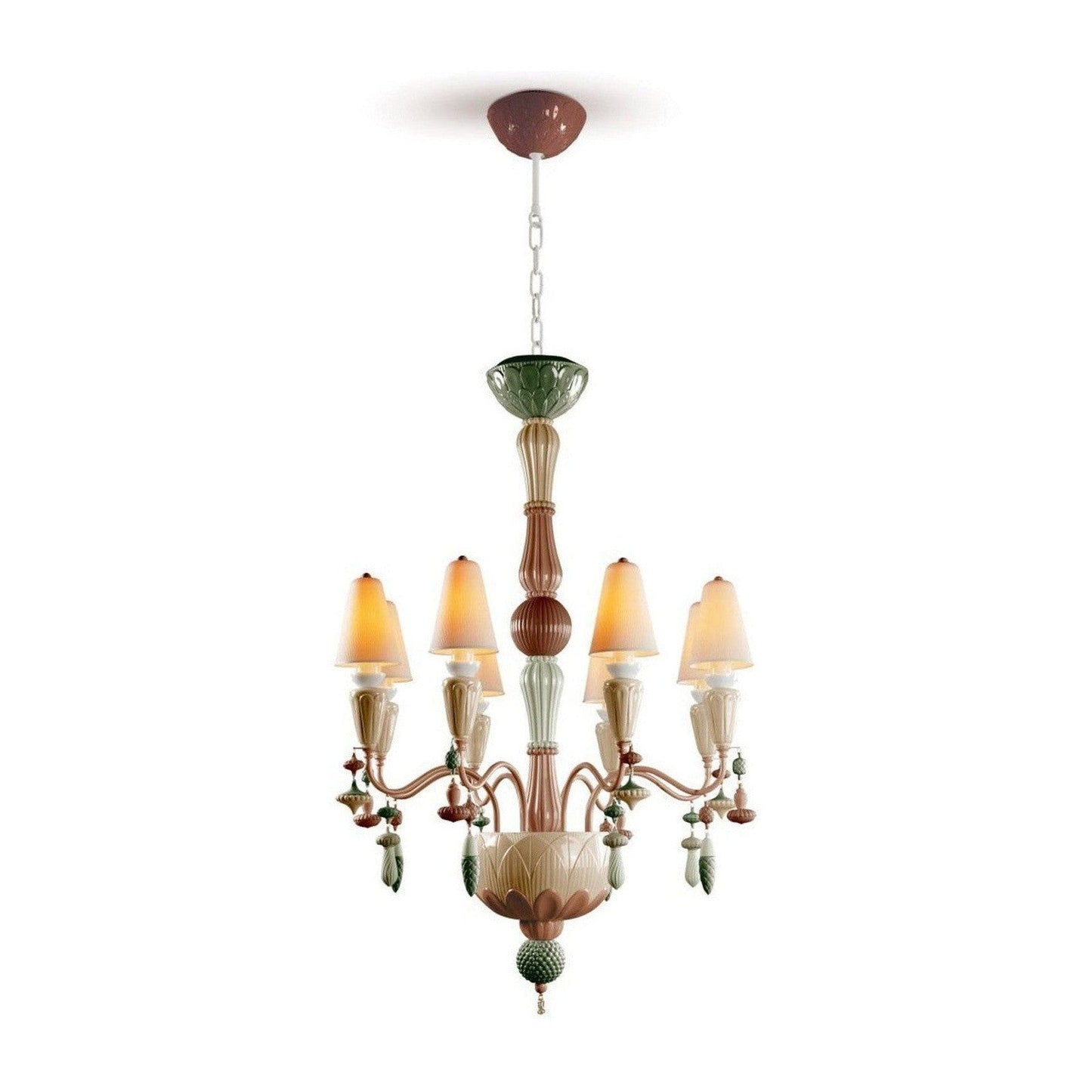 Botanical Porcelain Eight-Light Chandelier