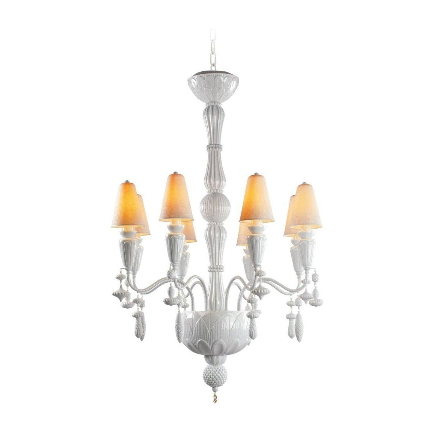 Botanical Porcelain Eight-Light Chandelier