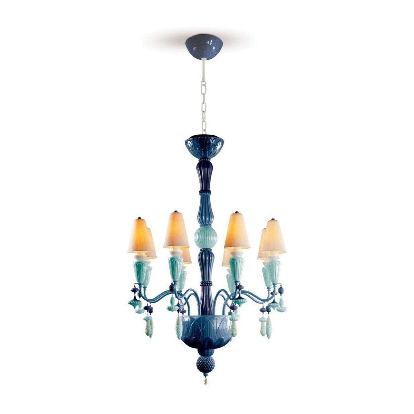 Botanical Porcelain Eight-Light Chandelier