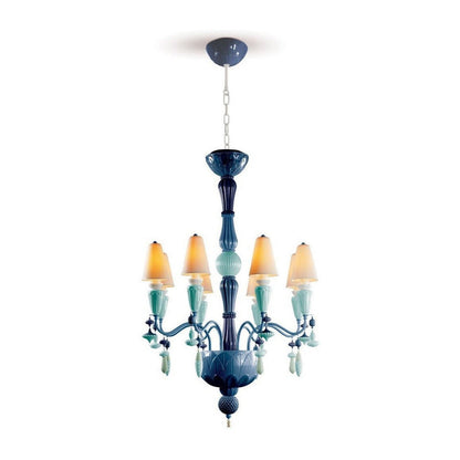 Botanical Porcelain Eight-Light Chandelier