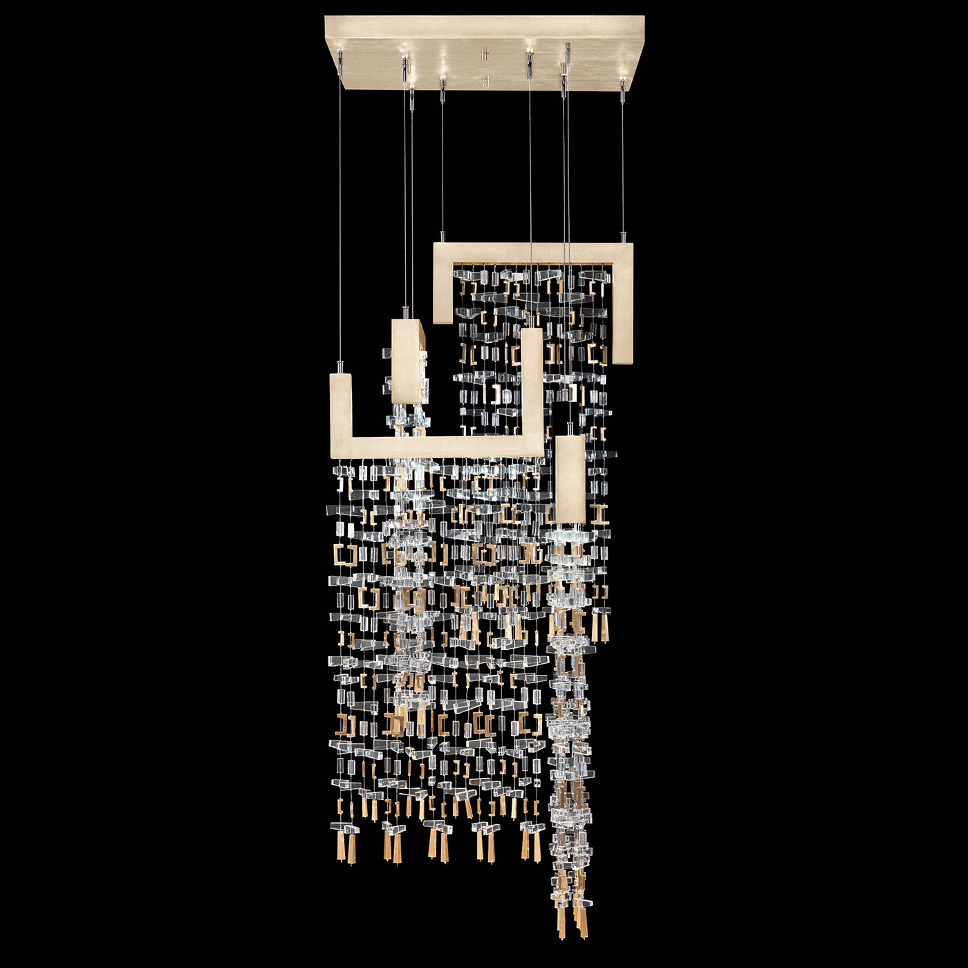 Capri Crystal Grid Square Pendant / White Gloss
