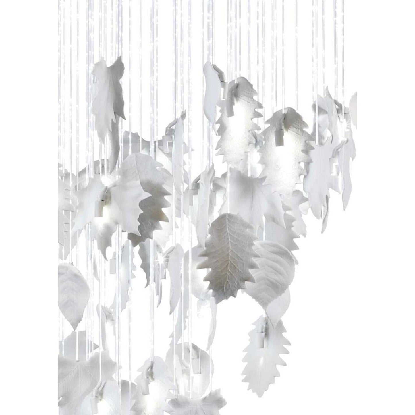 Cascading Porcelain Leaf Fibre Optic Chandelier