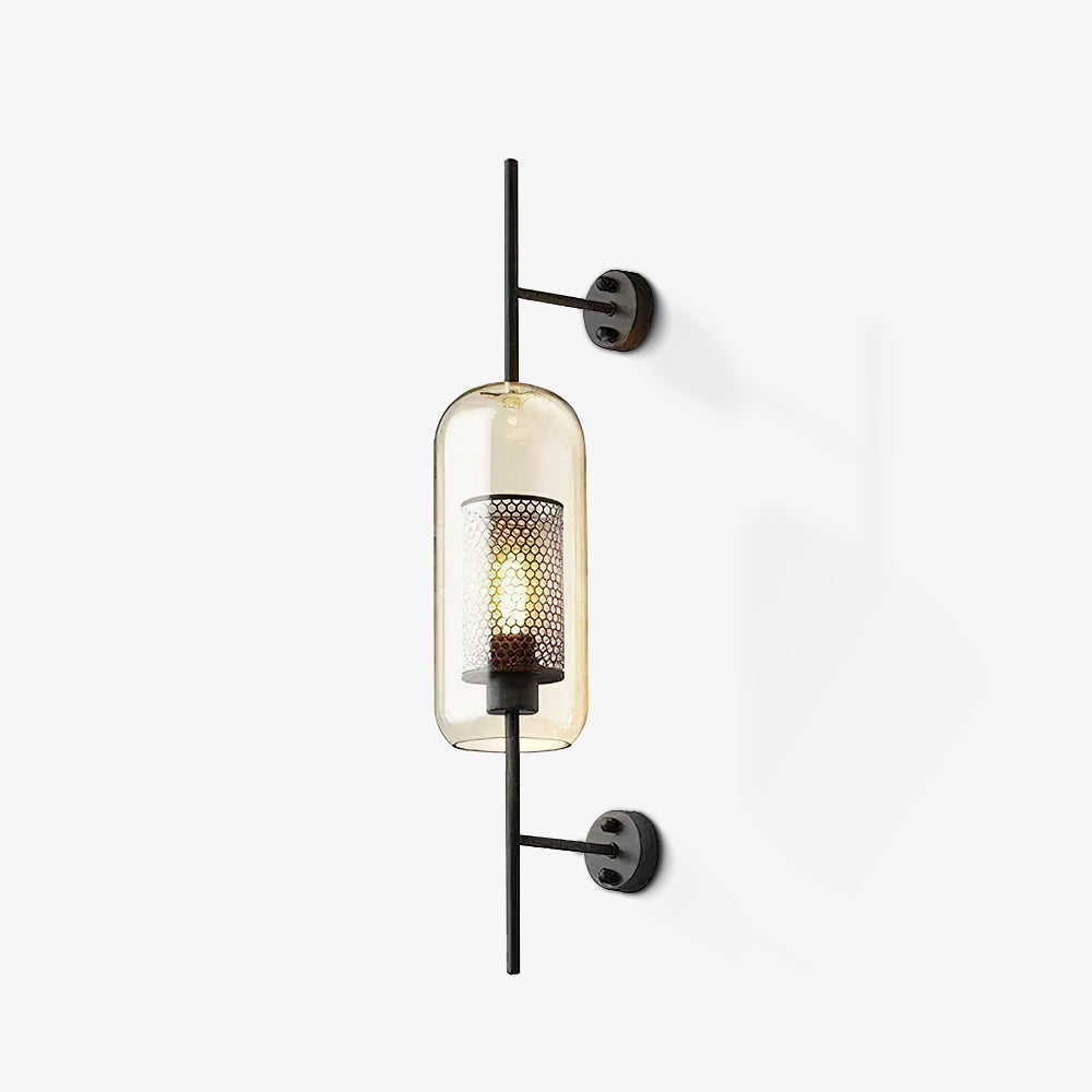Chiswick Sculptural Glass Wall Light / ∅ 5.1″ x H 26.4″ / Dia 13cm x H 67cm / Silver / Clear