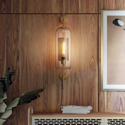 Chiswick Sculptural Glass Wall Light / ∅ 5.1″ x H 26.4″ / Dia 13cm x H 67cm / Silver / Amber