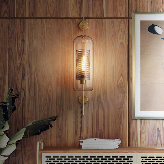Chiswick Sculptural Glass Wall Light / ∅ 5.1″ x H 26.4″ / Dia 13cm x H 67cm / Silver / Amber