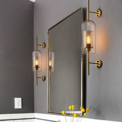 Chiswick Sculptural Glass Wall Light / ∅ 5.1″ x H 26.4″ / Dia 13cm x H 67cm / Copper plating / Clear