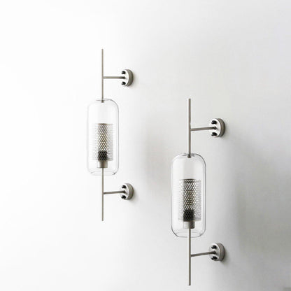 Chiswick Sculptural Glass Wall Light / ∅ 5.9″ x H 30.7″ / Dia 15cm x H 78cm / Silver / Amber