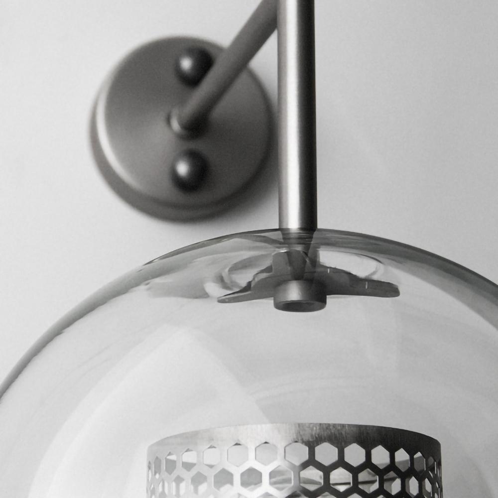 Chiswick Sculptural Glass Wall Light / ∅ 5.9″ x H 30.7″ / Dia 15cm x H 78cm / Black / Amber