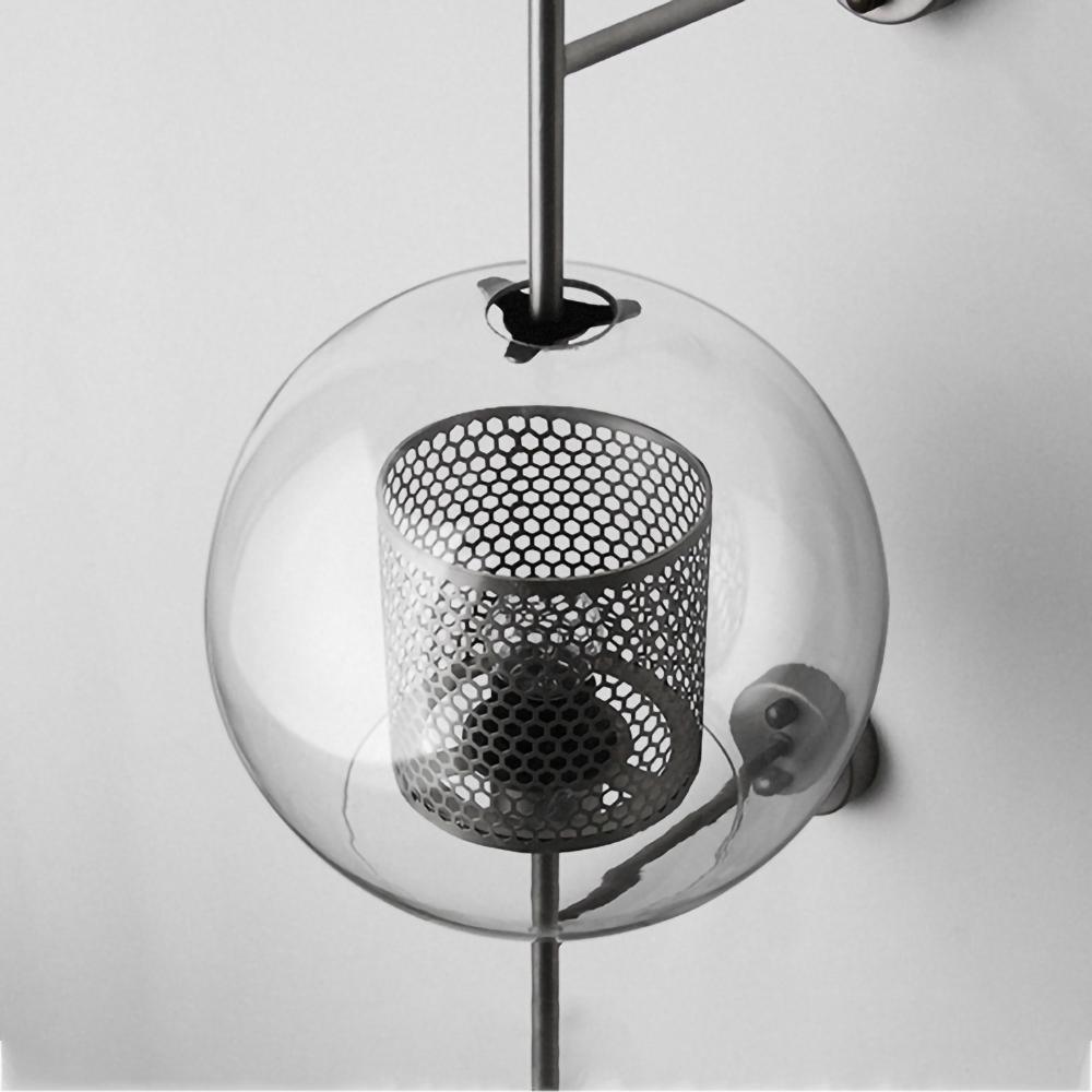 Chiswick Sculptural Glass Wall Light / ∅ 7.9″ x H 21.6″ / Dia 20cm x H 55cm / Silver / Clear