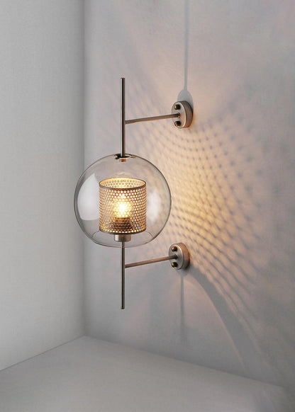 Chiswick Sculptural Glass Wall Light / ∅ 9.8″ x H 22.8″ / Dia 25cm x H 58cm / Black / Clear