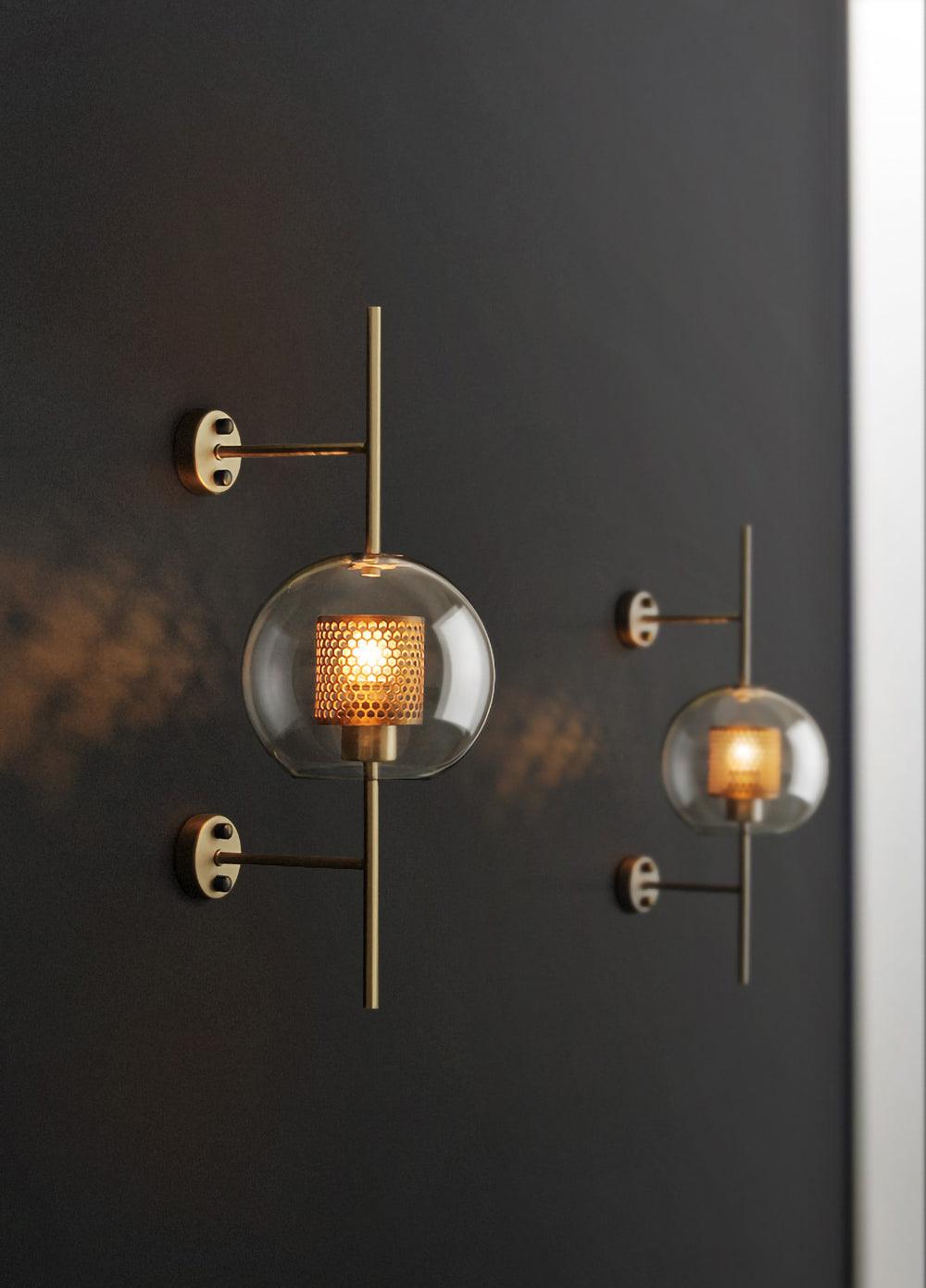 Chiswick Sculptural Glass Wall Light / Dia 13cm x H 67cm*2 / Silver / Amber