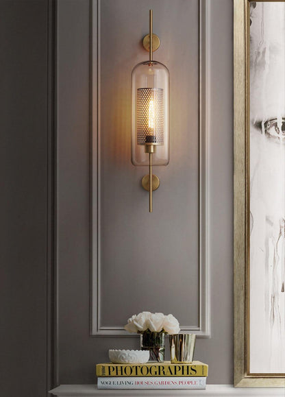 Chiswick Sculptural Glass Wall Light / Dia 13cm x H 67cm*2 / Black / Clear
