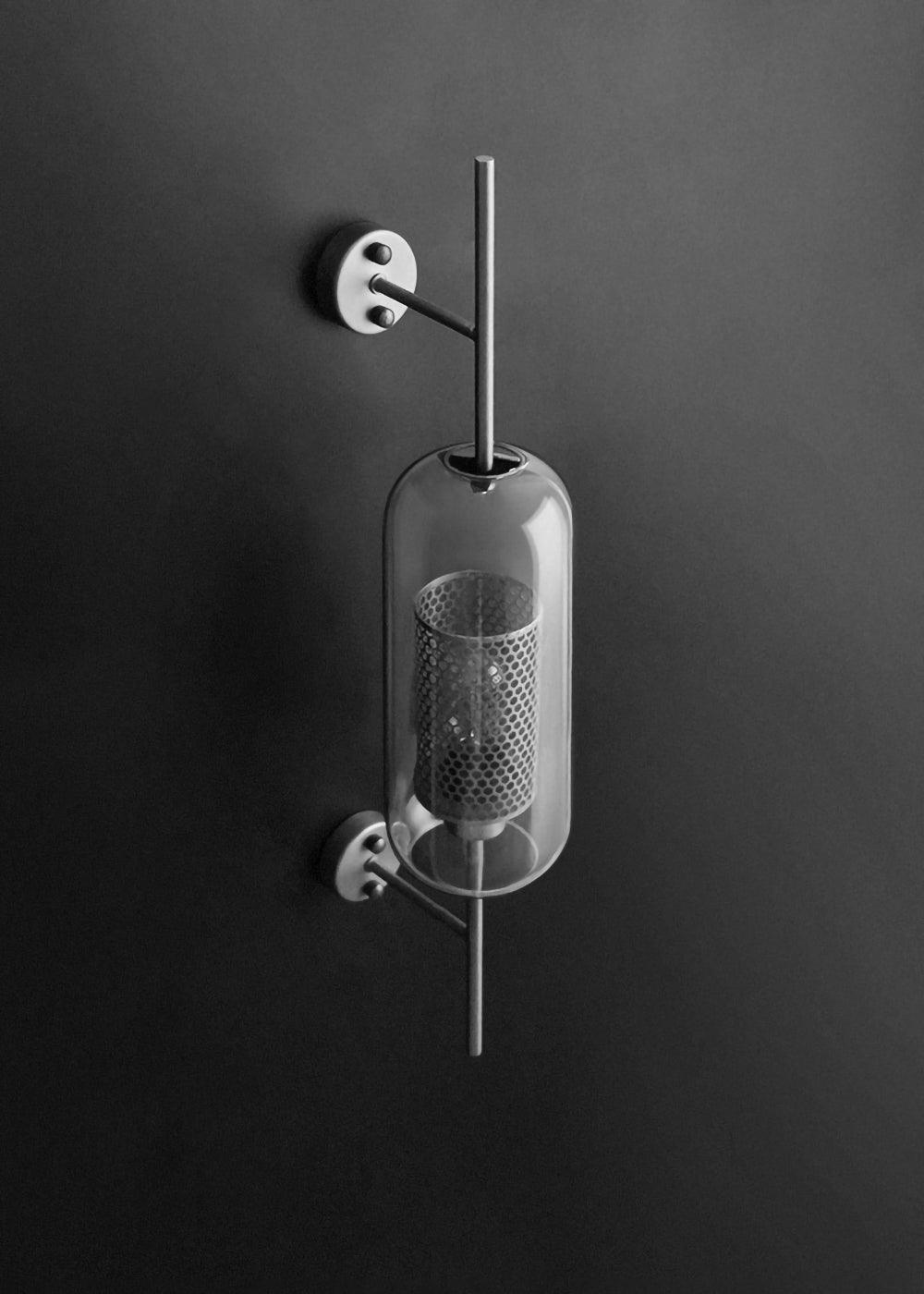 Chiswick Sculptural Glass Wall Light / Dia 13cm x H 67cm*2 / Black / Amber