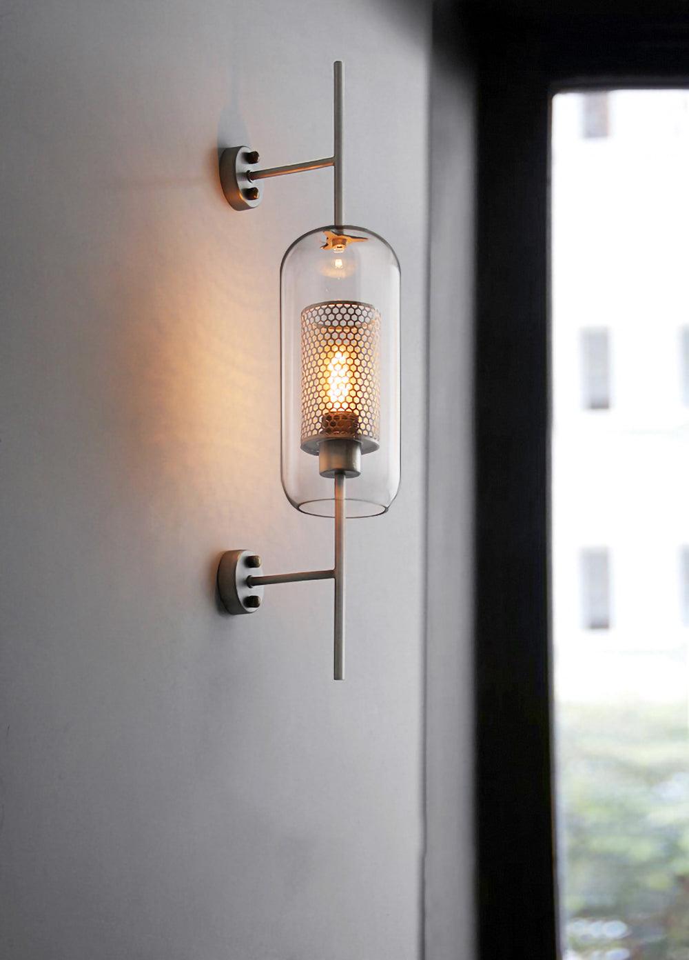 Chiswick Sculptural Glass Wall Light / Dia 15cm x H 78cm*2 / Copper plating / Clear