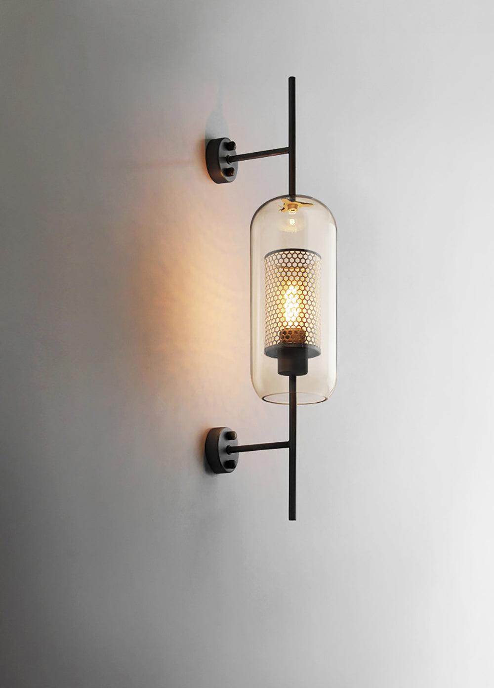 Chiswick Sculptural Glass Wall Light / Dia 15cm x H 78cm*2 / Black / Clear