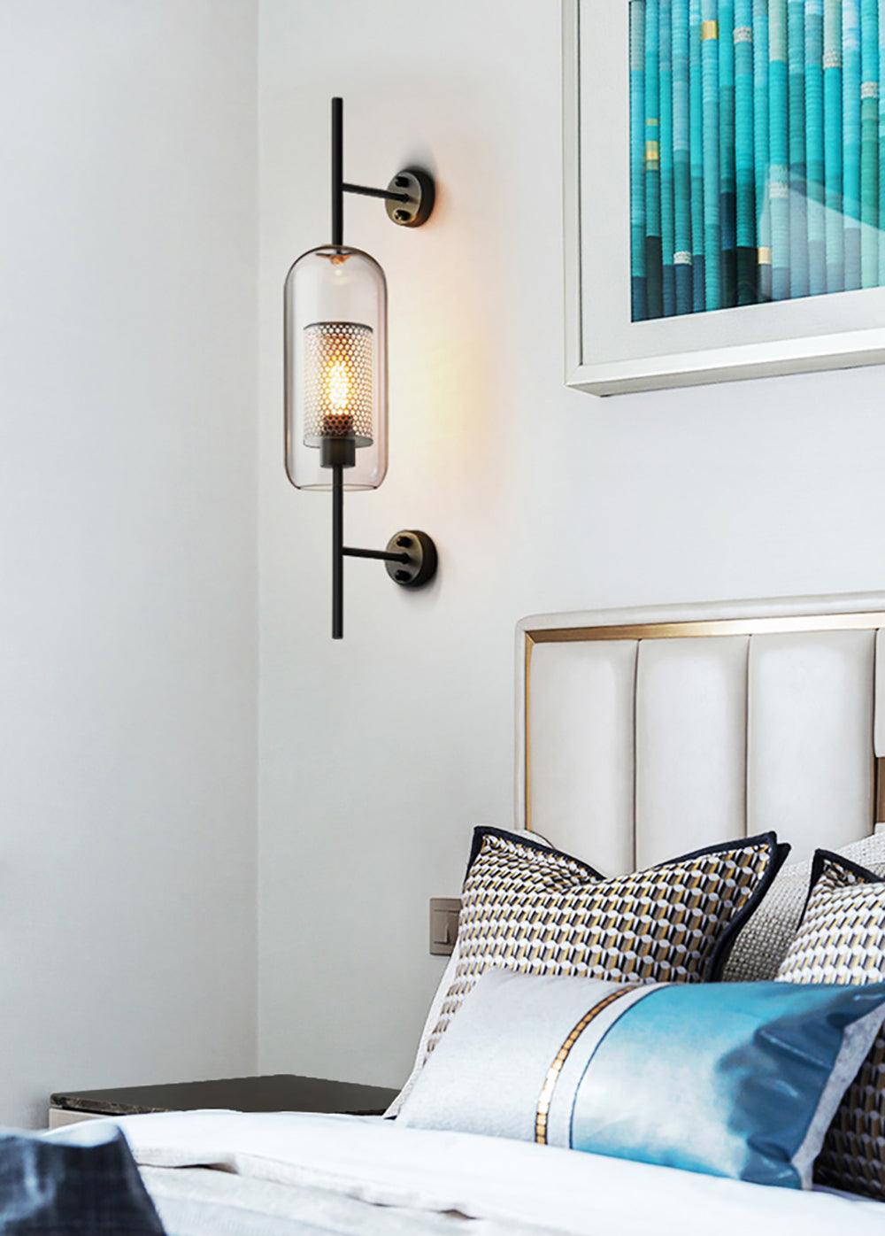 Chiswick Sculptural Glass Wall Light / Dia 15cm x H 78cm*2 / Black / Amber