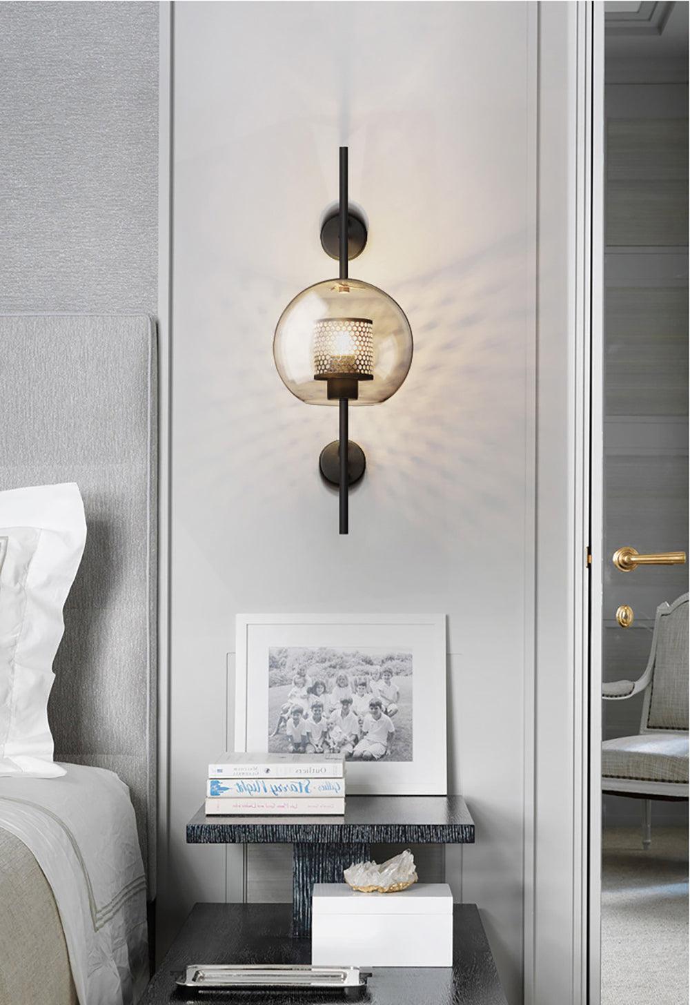 Chiswick Sculptural Glass Wall Light / Dia 20cm x H 55cm*2 / Silver / Clear