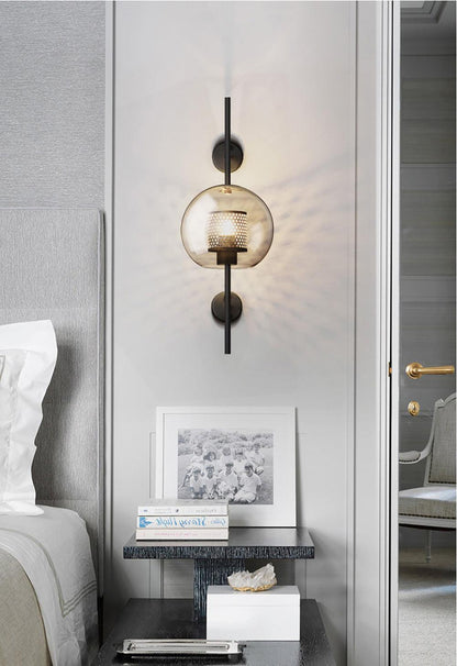 Chiswick Sculptural Glass Wall Light / Dia 20cm x H 55cm*2 / Silver / Clear