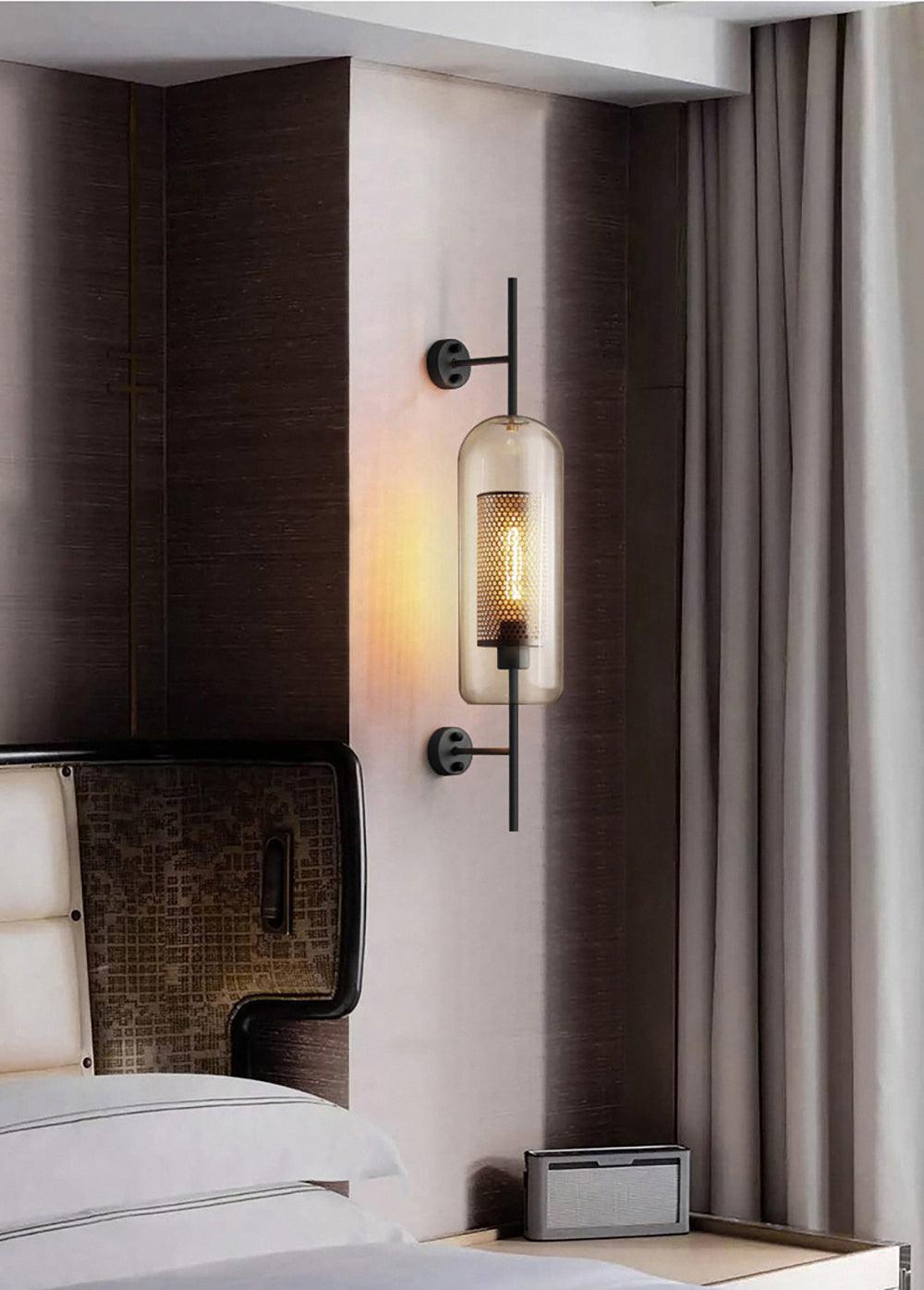 Chiswick Sculptural Glass Wall Light / Dia 20cm x H 55cm*2 / Silver / Amber