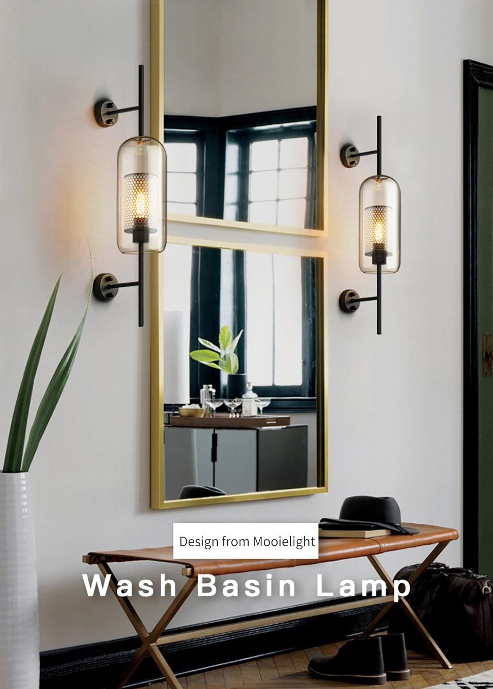 Chiswick Sculptural Glass Wall Light / Dia 20cm x H 55cm*2 / Copper plating / Amber