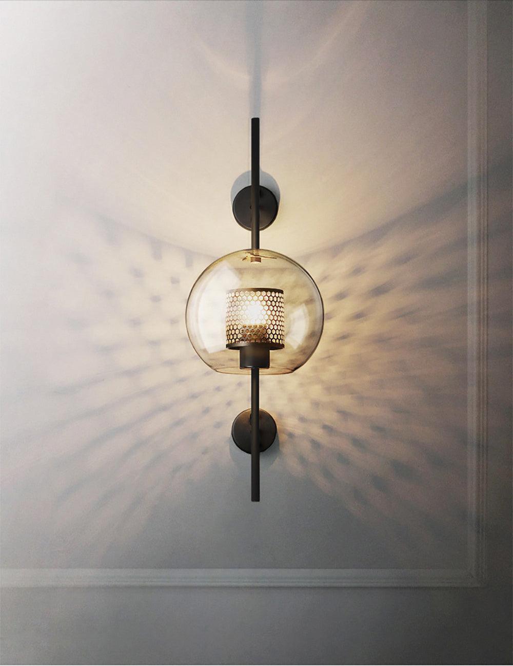 Chiswick Sculptural Glass Wall Light / Dia 20cm x H 55cm*2 / Black / Amber