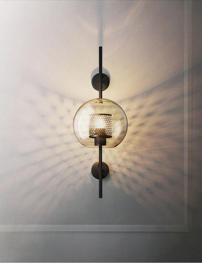 Chiswick Sculptural Glass Wall Light / Dia 20cm x H 55cm*2 / Black / Amber