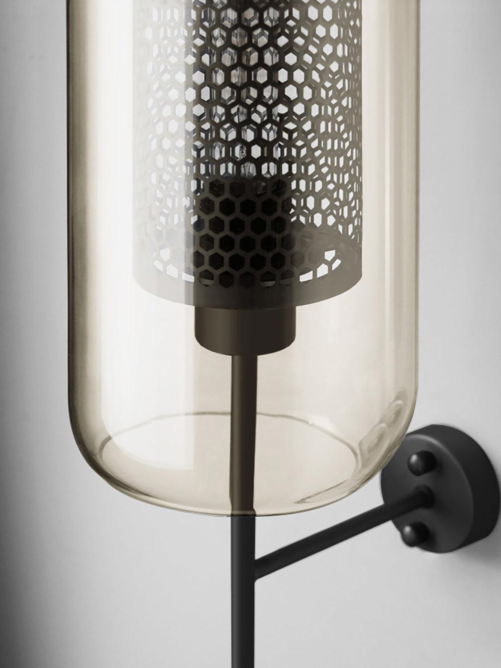Chiswick Sculptural Glass Wall Light / Dia 25cm x H 58cm*2 / Silver / Amber