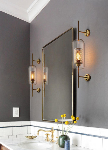 Chiswick Sculptural Glass Wall Light / Dia 25cm x H 58cm*2 / Black / Clear