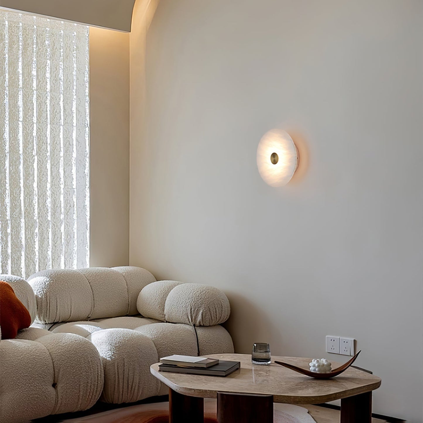 Circular Alabaster Disc LED Wall Light