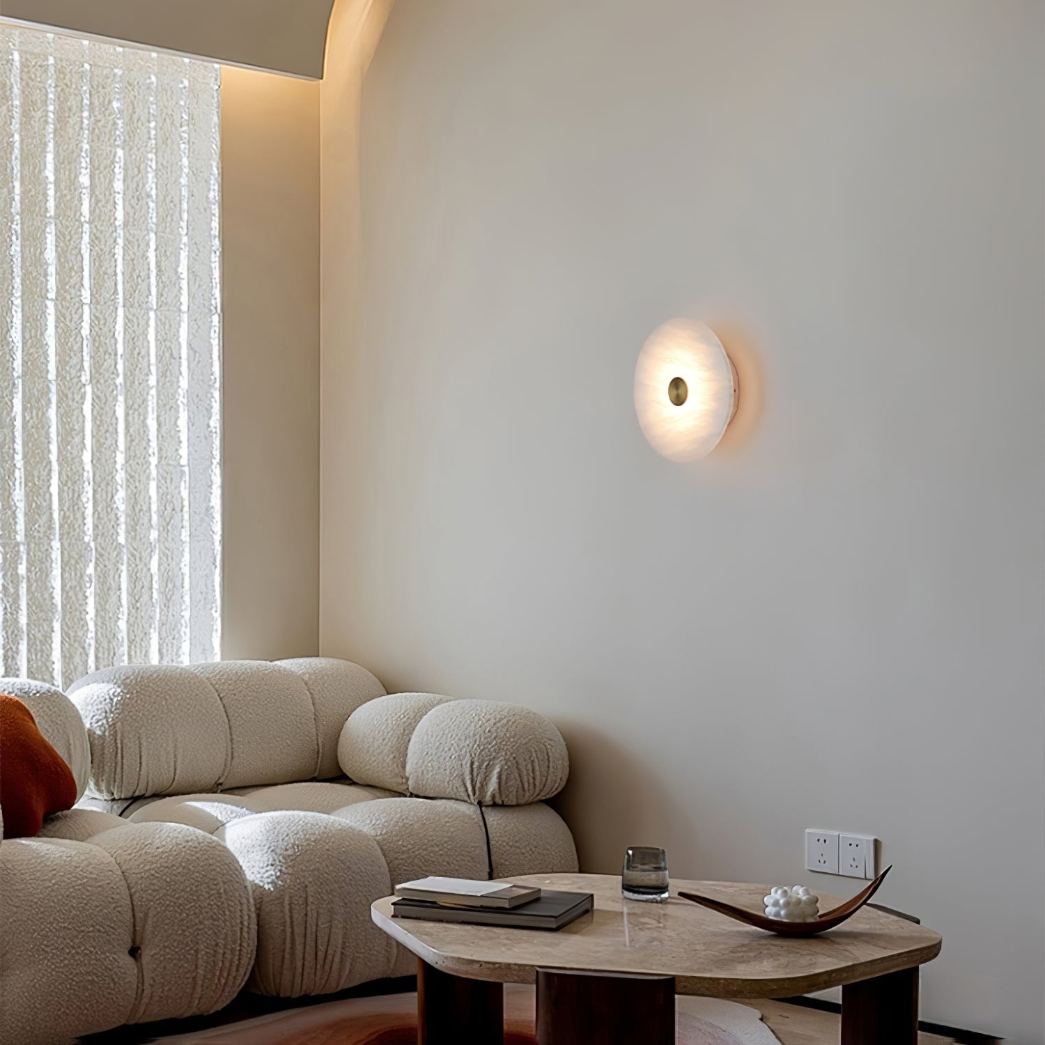 Circular Alabaster Disc LED Wall Light