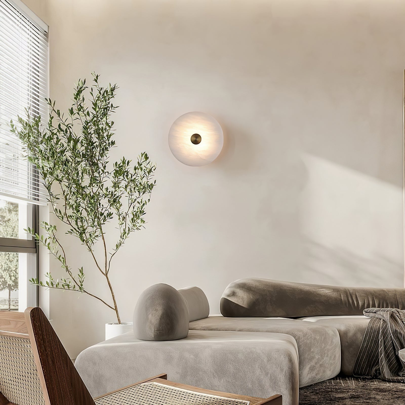 Circular Alabaster Disc LED Wall Light