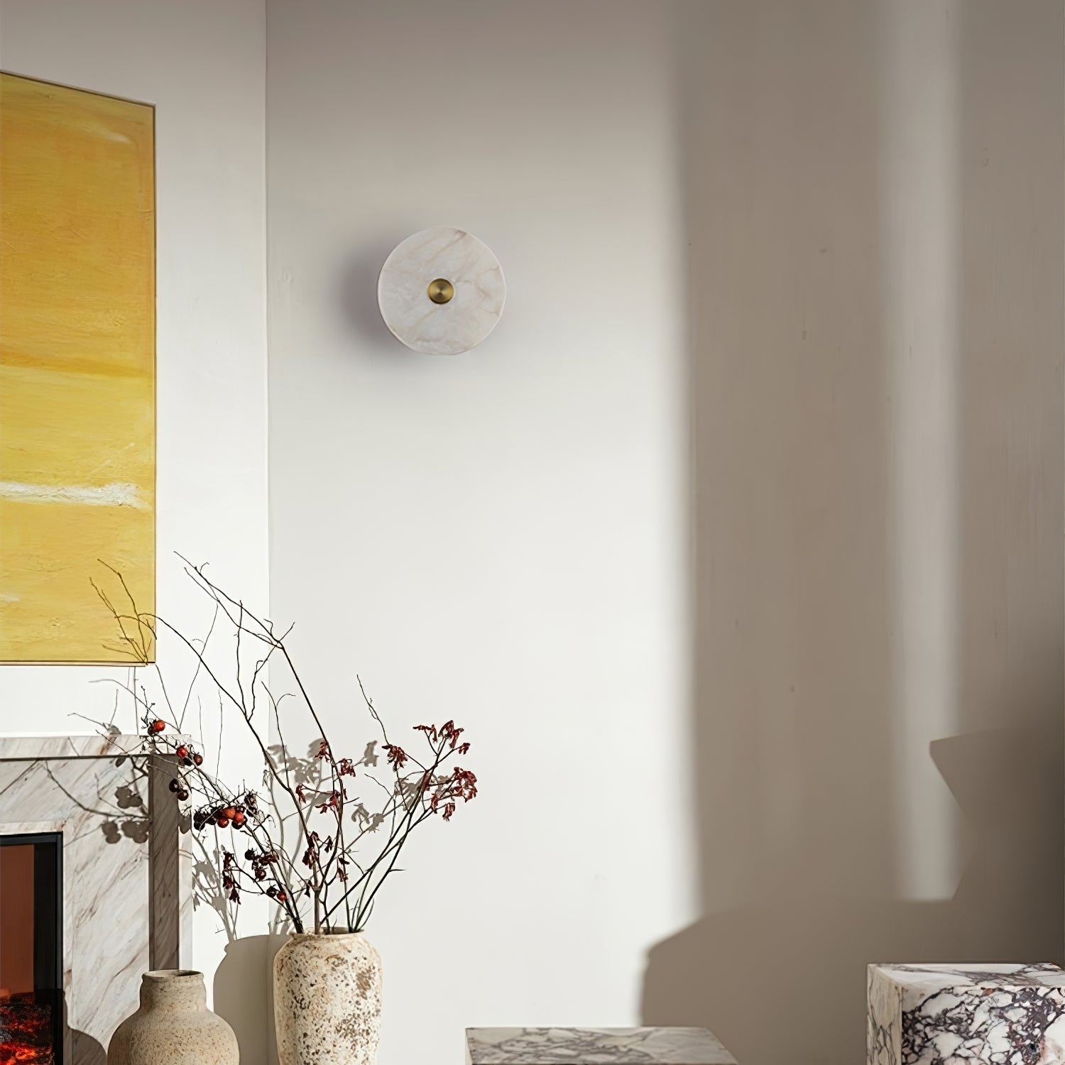 Circular Alabaster Disc LED Wall Light