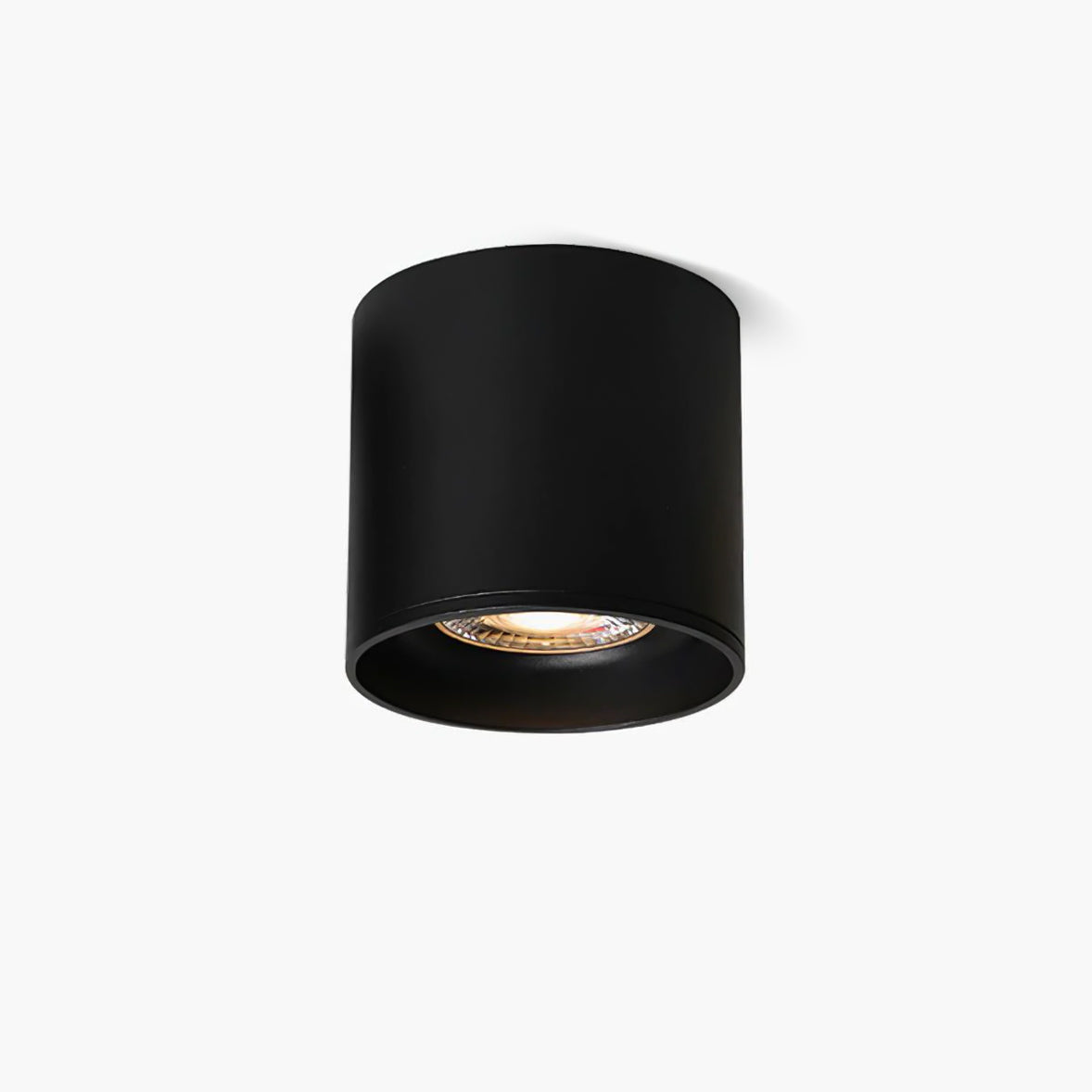 Compact Ridged LED Surface Spotlight / ∅ 3.1″ x H 3.3″ / Dia 8cm x H 8.5cm / Black / Warm Light