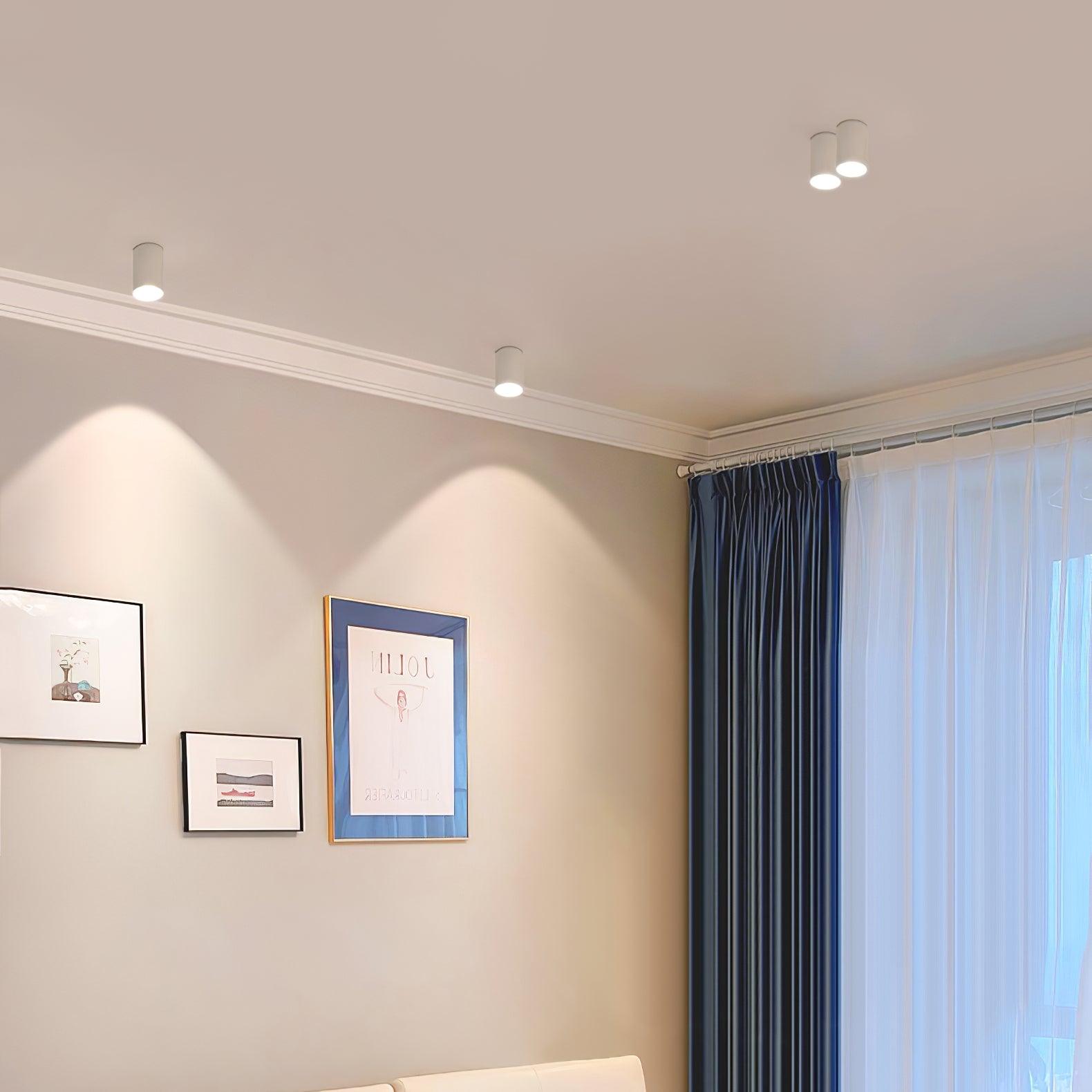 Compact Ridged LED Surface Spotlight / ∅ 3.1″ x H 3.3″ / Dia 8cm x H 8.5cm / White / Warm Light