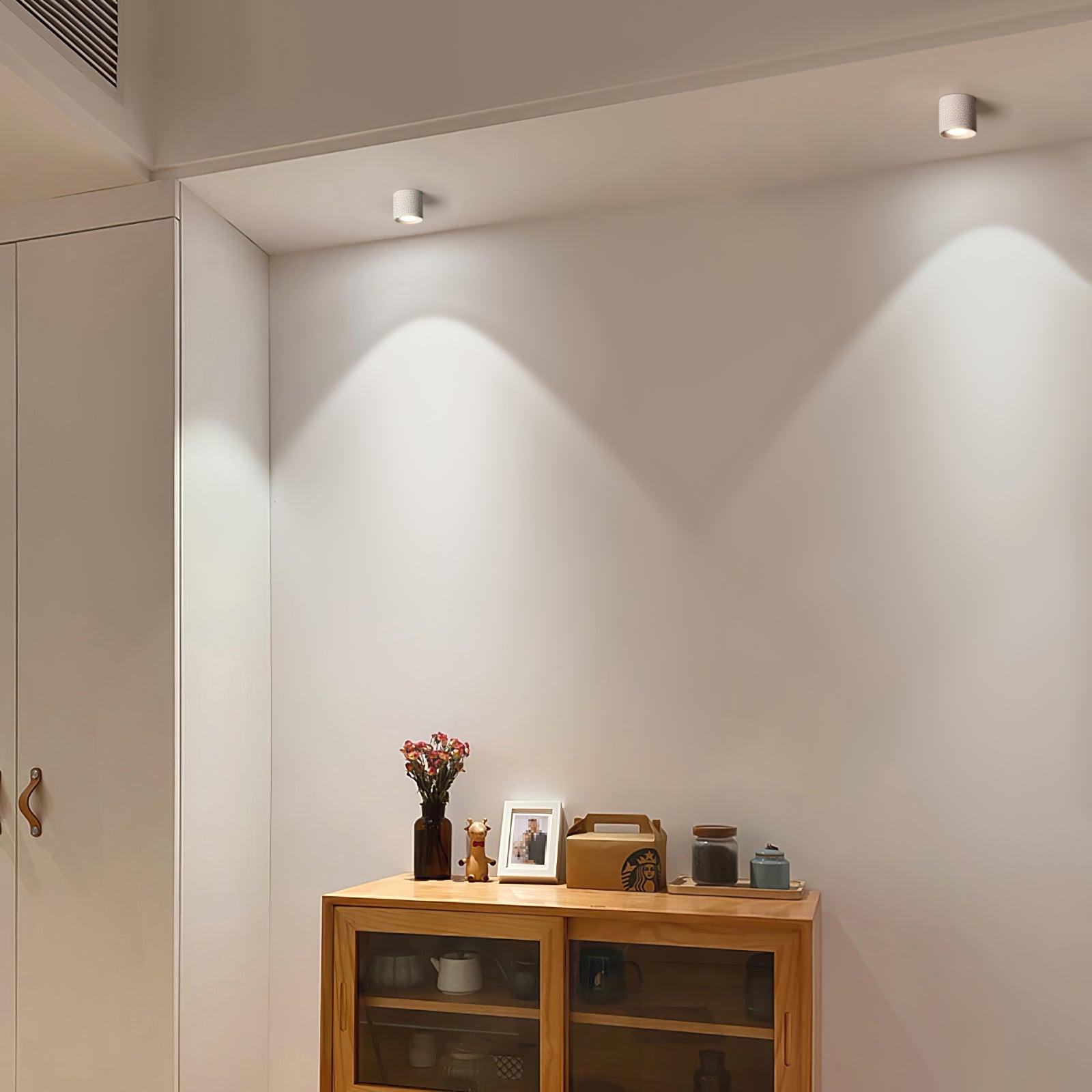 Compact Ridged LED Surface Spotlight / ∅ 3.1″ x H 3.3″ / Dia 8cm x H 8.5cm / White / Cool Light