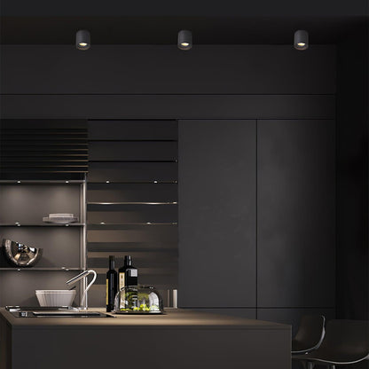 Compact Ridged LED Surface Spotlight / Set of 5 / Black / Cool Light
