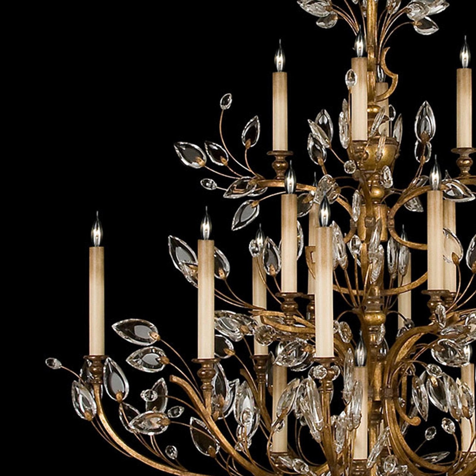 Crystal Laurel Leaf Chandelier / Silver