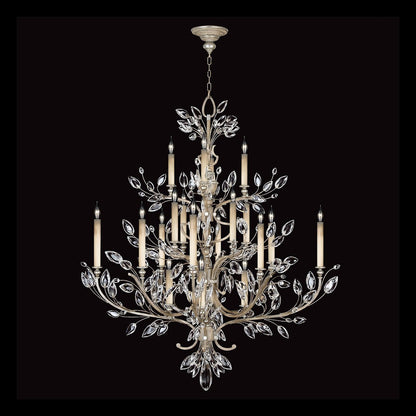 Crystal Laurel Leaf Chandelier / Silver Leaf