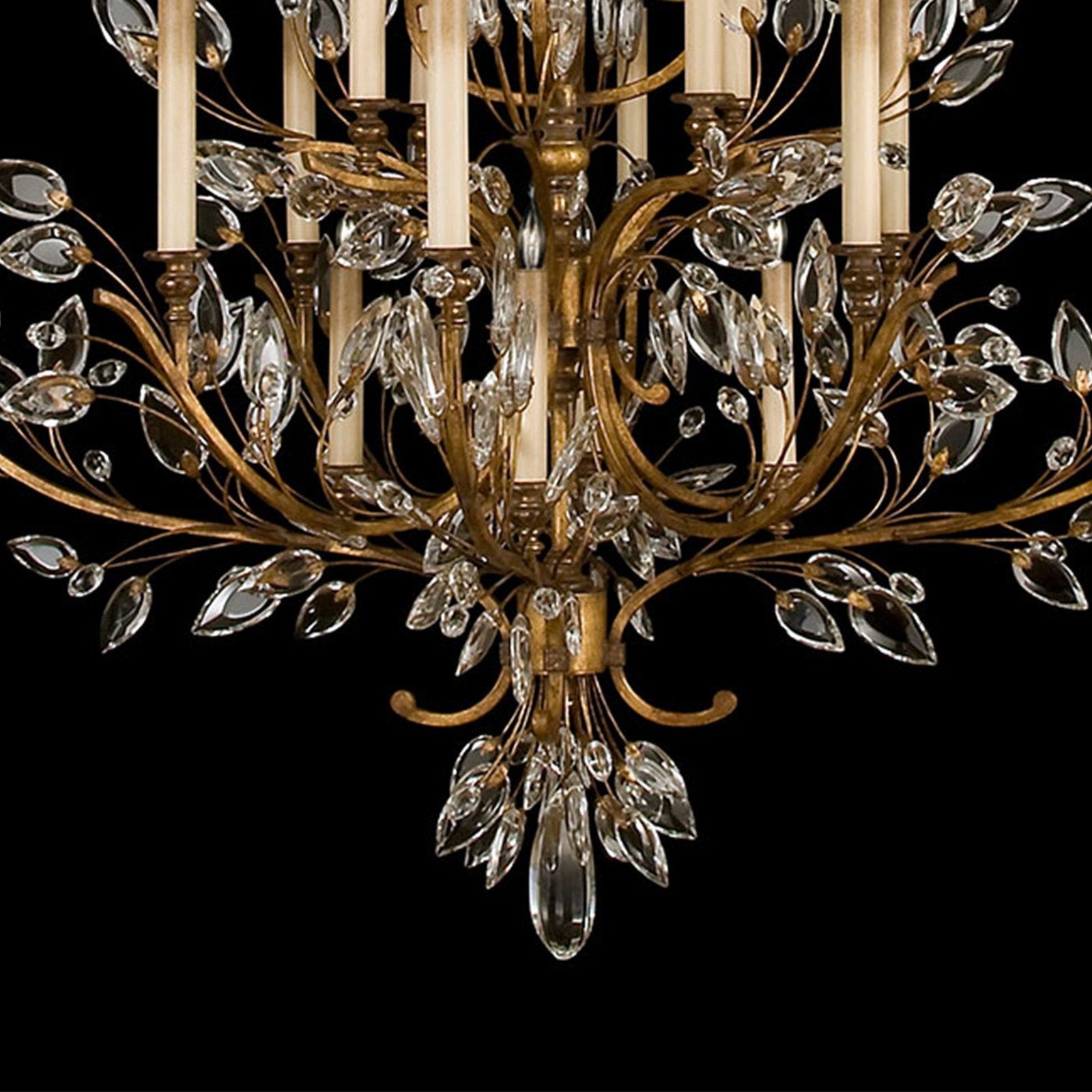 Crystal Laurel Leaf Chandelier / Gold Leaf