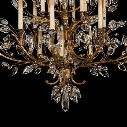 Crystal Laurel Leaf Chandelier / Gold Leaf