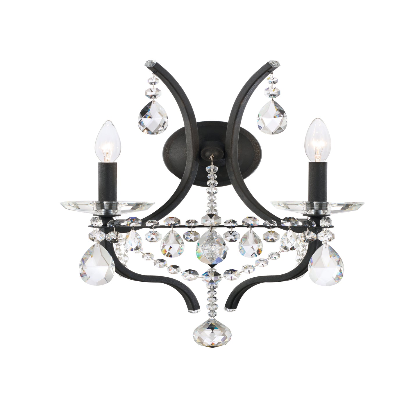 Curved Crystal Chain Two-Light Wall Sconce / Heirloom Gold / Heritage Crystal
