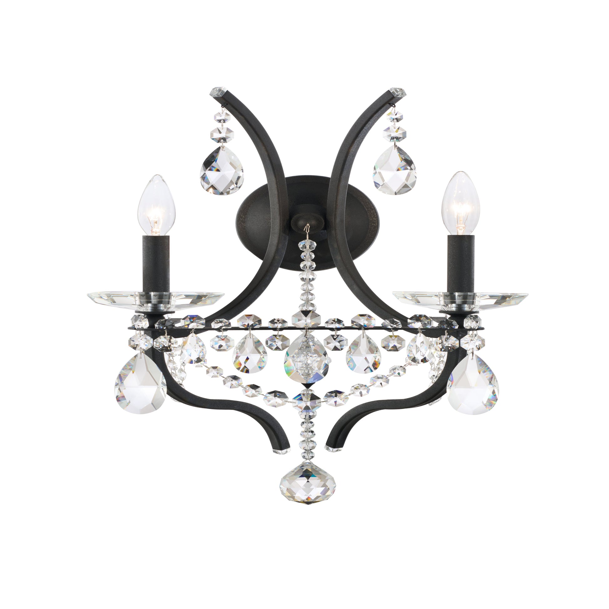Curved Crystal Chain Two-Light Wall Sconce / Heirloom Gold / Heritage Crystal