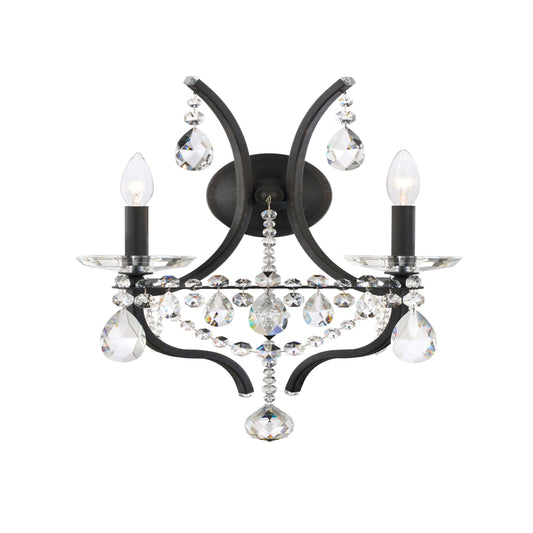 Curved Crystal Chain Two-Light Wall Sconce / Heirloom Gold / Heritage Crystal