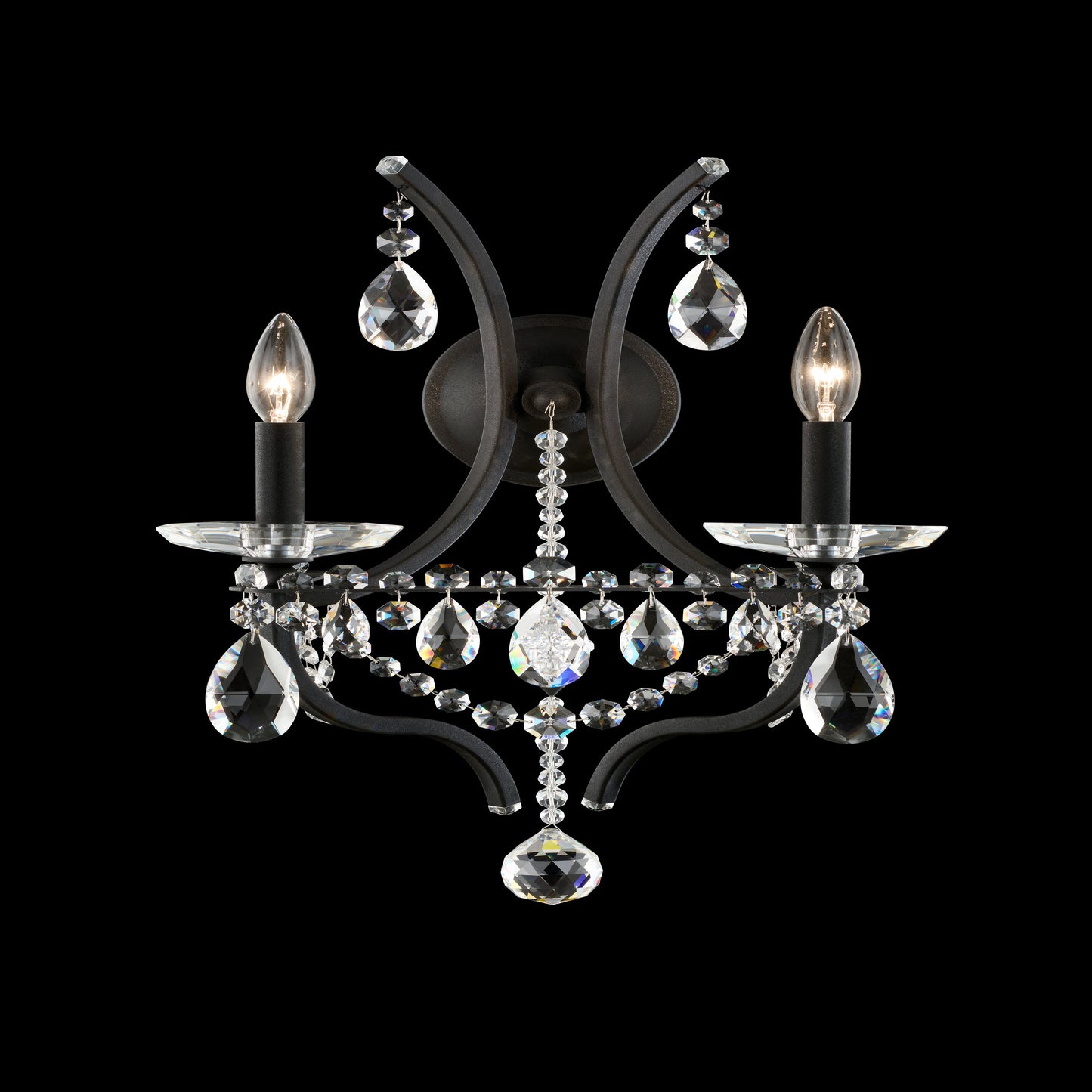 Curved Crystal Chain Two-Light Wall Sconce / Heirloom Gold / Radiance