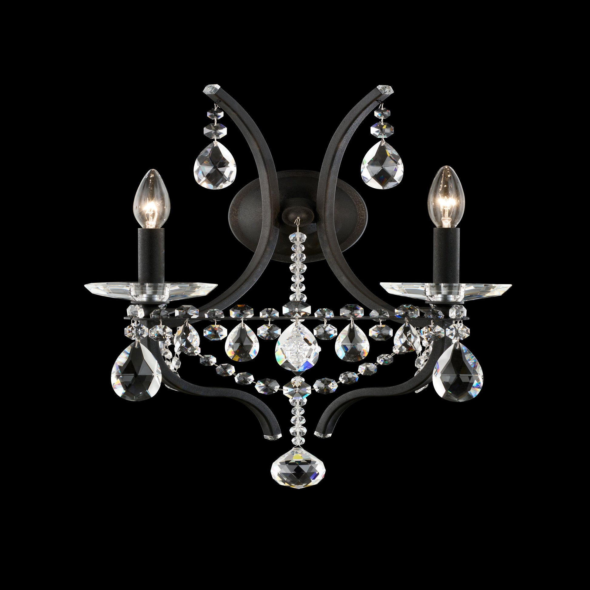 Curved Crystal Chain Two-Light Wall Sconce / Heirloom Gold / Radiance