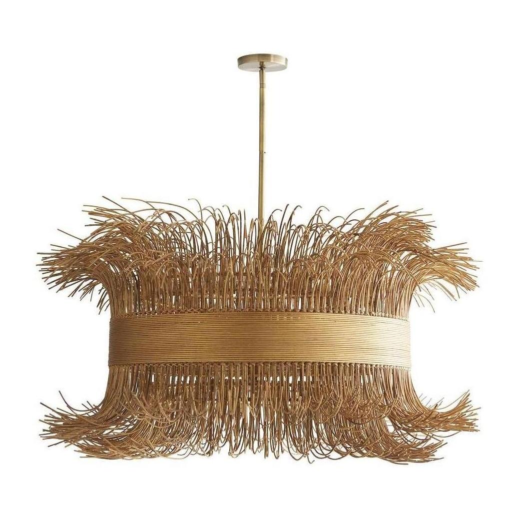 Filamento Sculptural Rattan Chandelier / Natural Rattan, Antique Brass